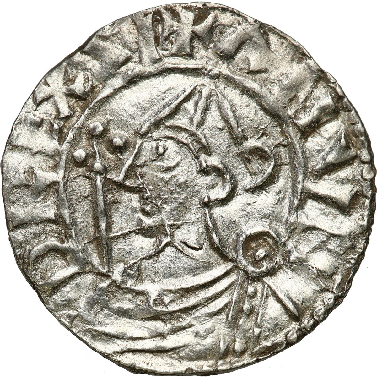 Anglia. Cnut (1016-1035). Denar typu Pointed Helmet